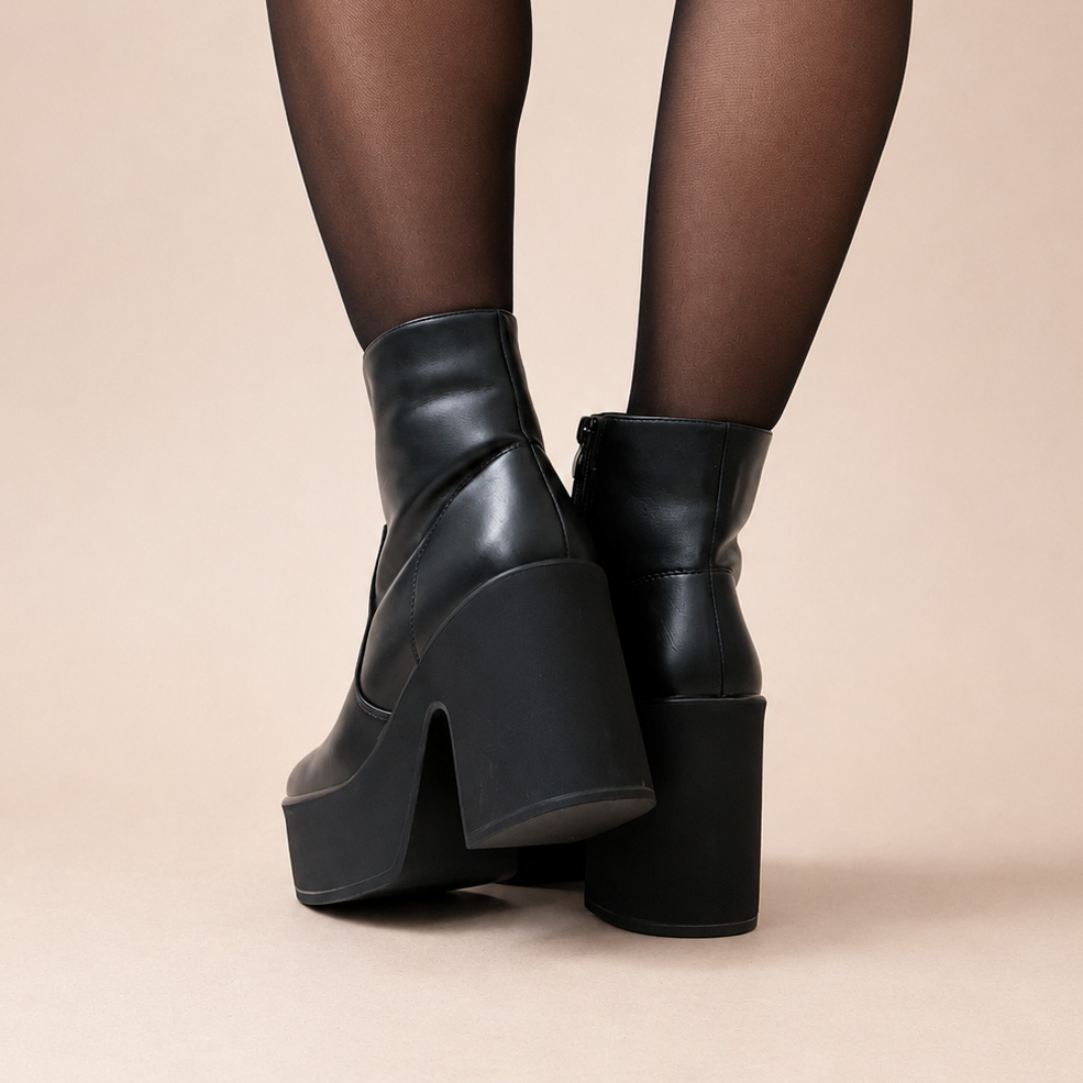Botines negros taco alto y plataforma 17 - Imagen 6