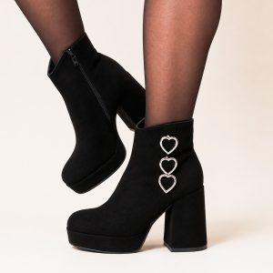 Botines negros taco alto y plataforma 010