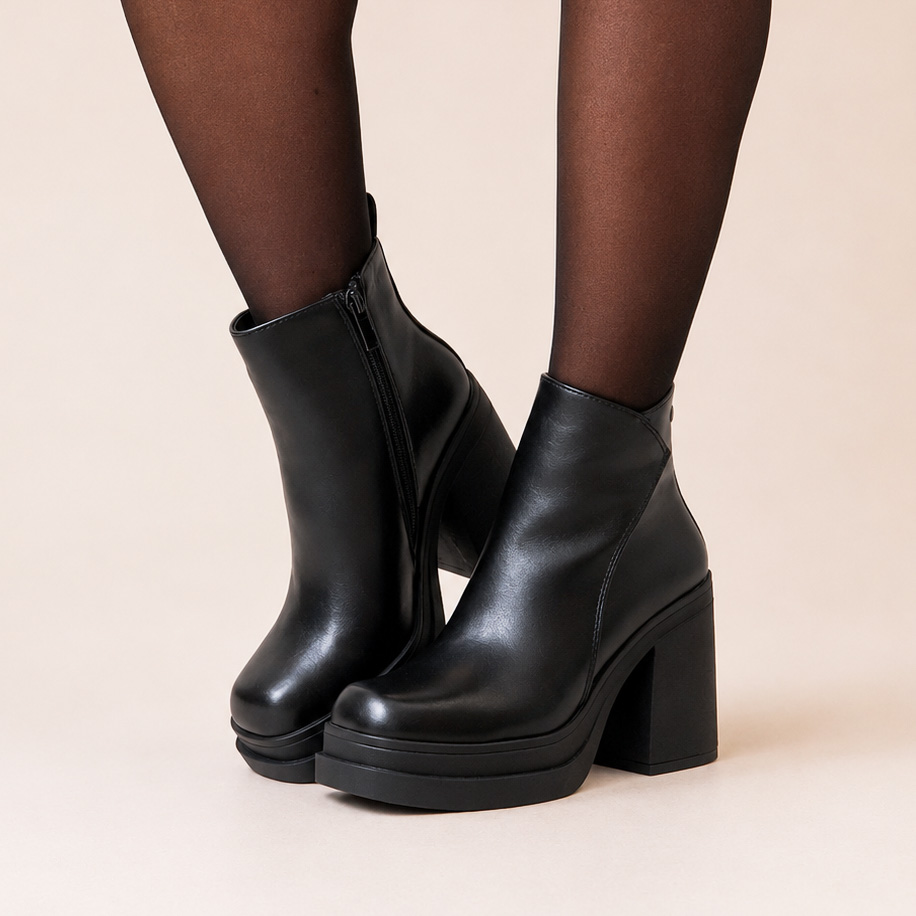 Botines negros taco y plataforma 81C - Imagen 4