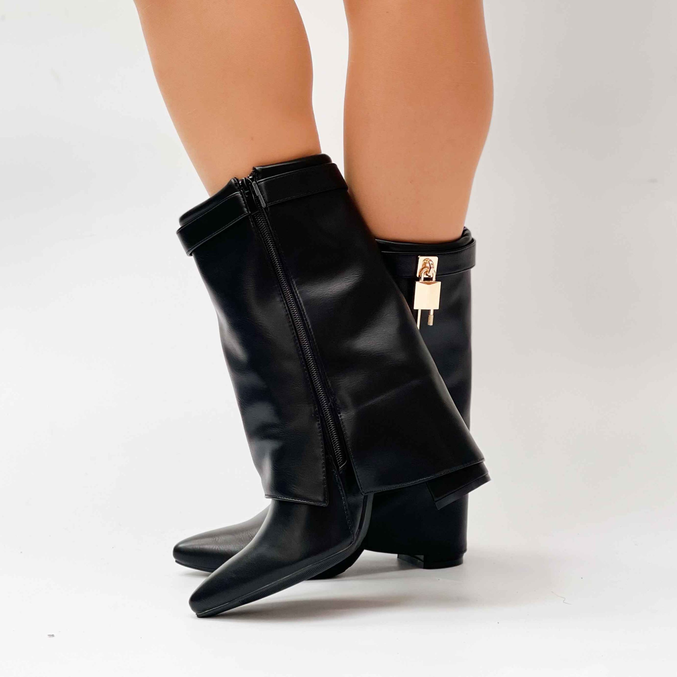 Botas negras de mujer con candado 095 - Imagen 8
