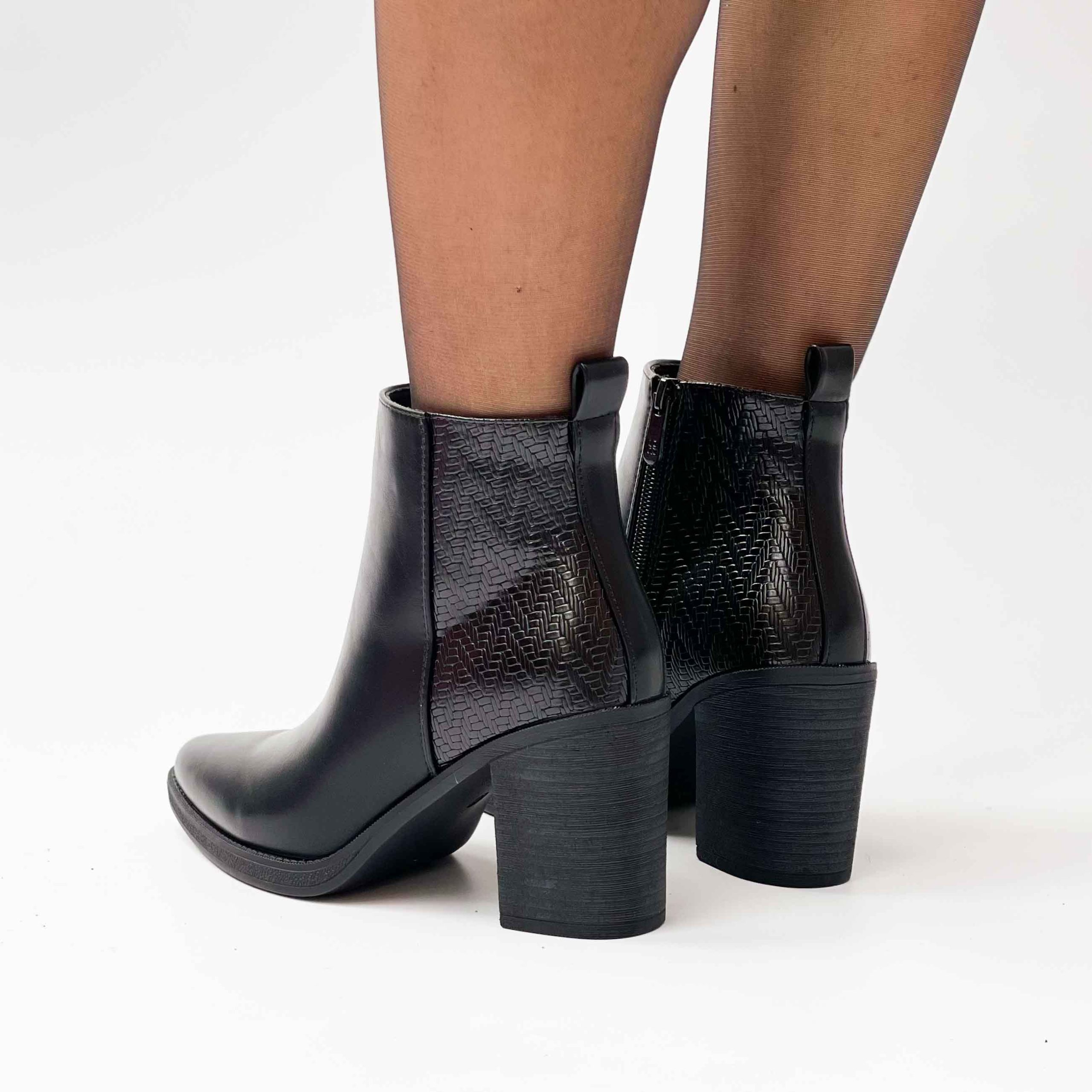 Botines negros de mujer taco grueso 03 - Imagen 5