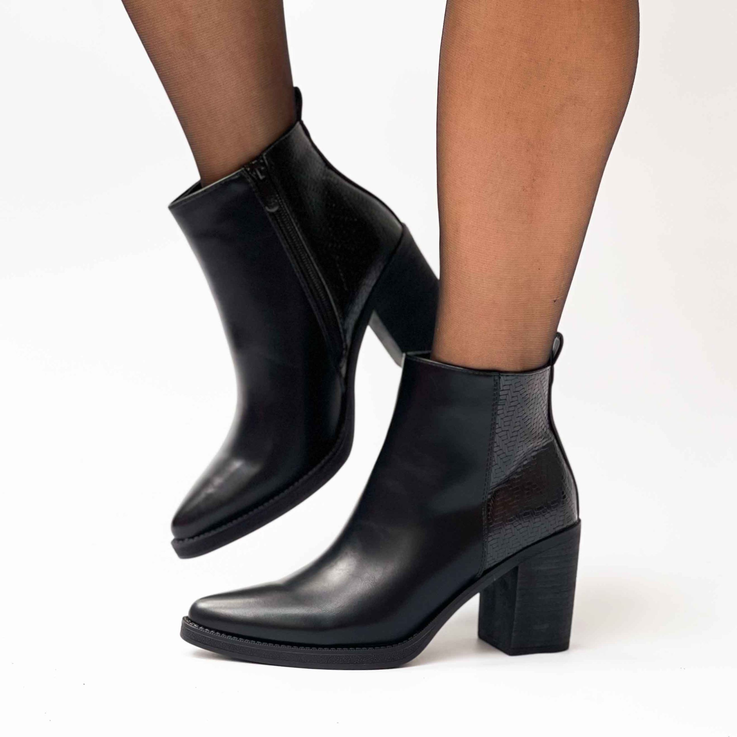 Botines negros de mujer taco grueso 03 - Imagen 6