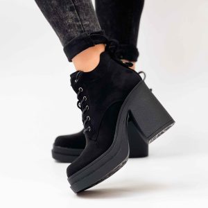 Botines negros de mujer con plataforma 62G