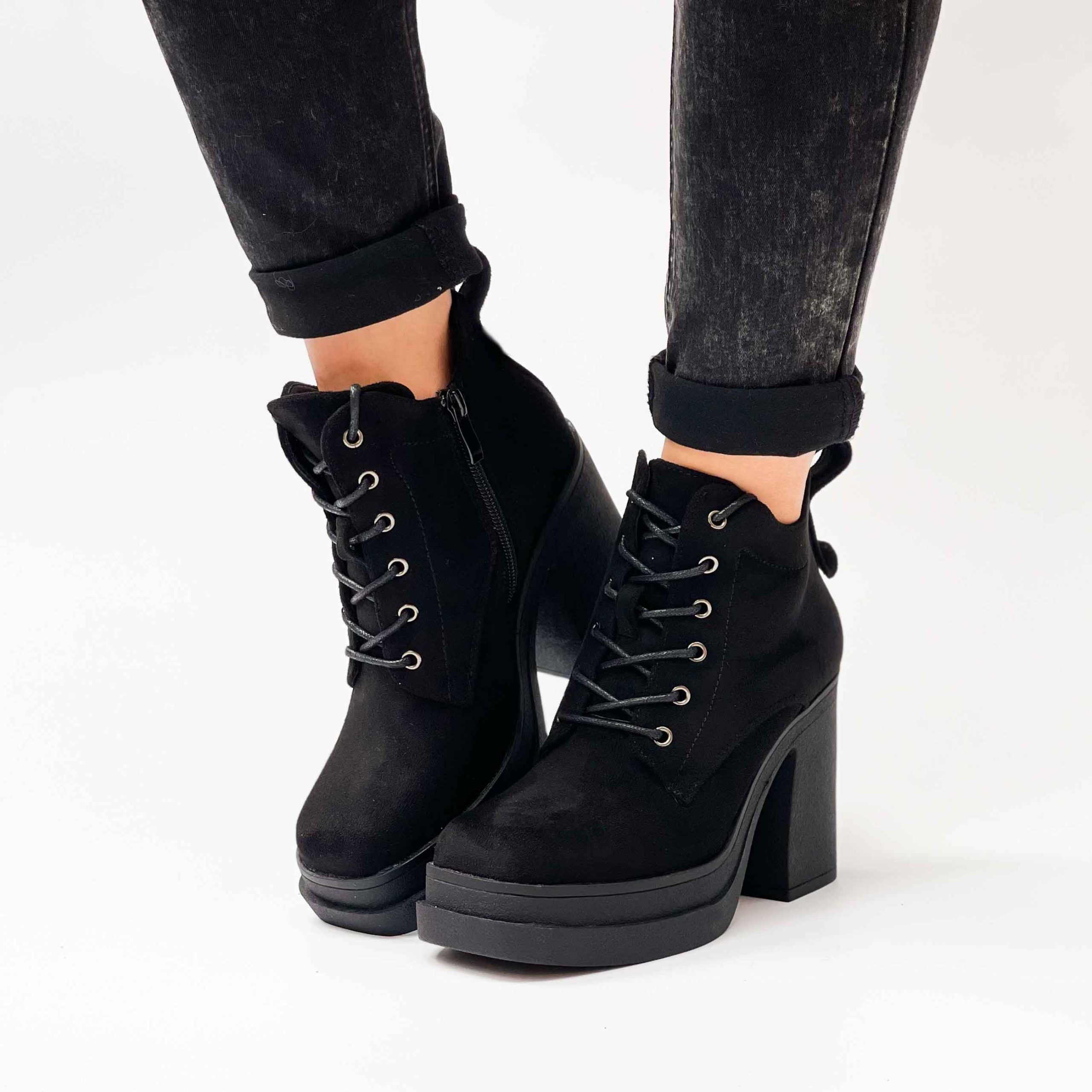 Botines negros de mujer con plataforma 62G - Imagen 5