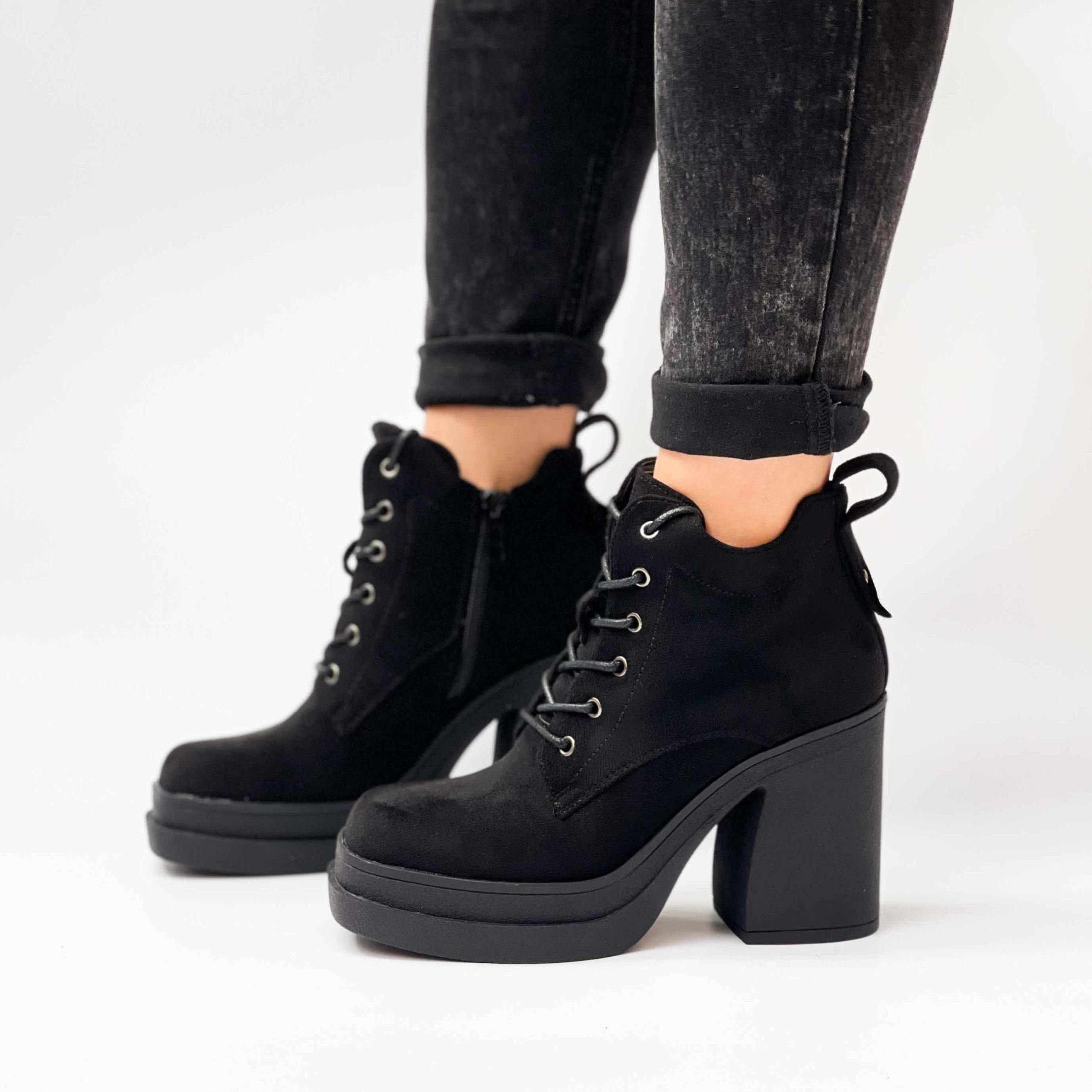 Botines negros de mujer con plataforma 62G - Imagen 3