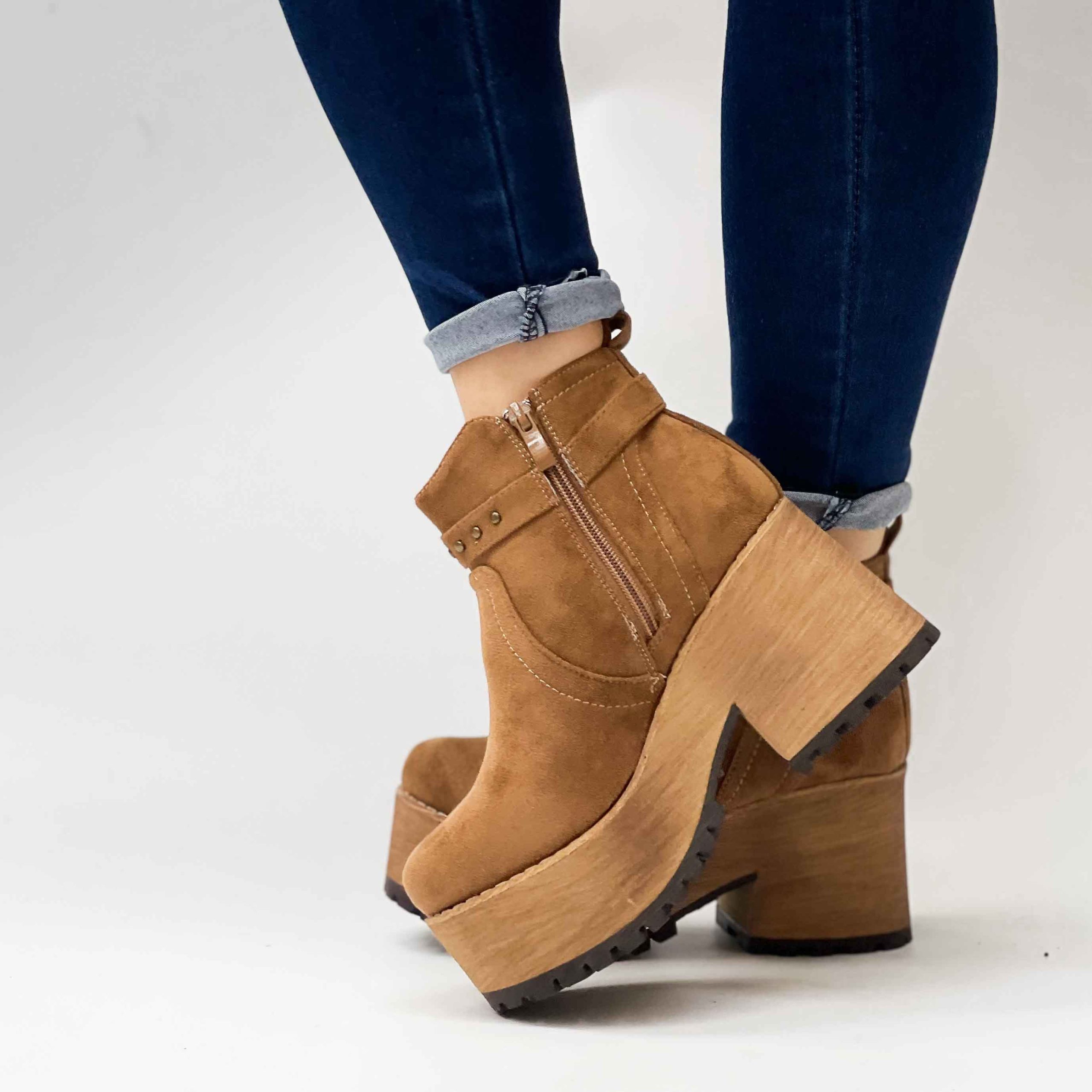Botines cafe de mujer con plataforma r59 - Imagen 5