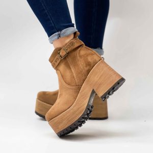 Botines cafe de mujer con plataforma r59