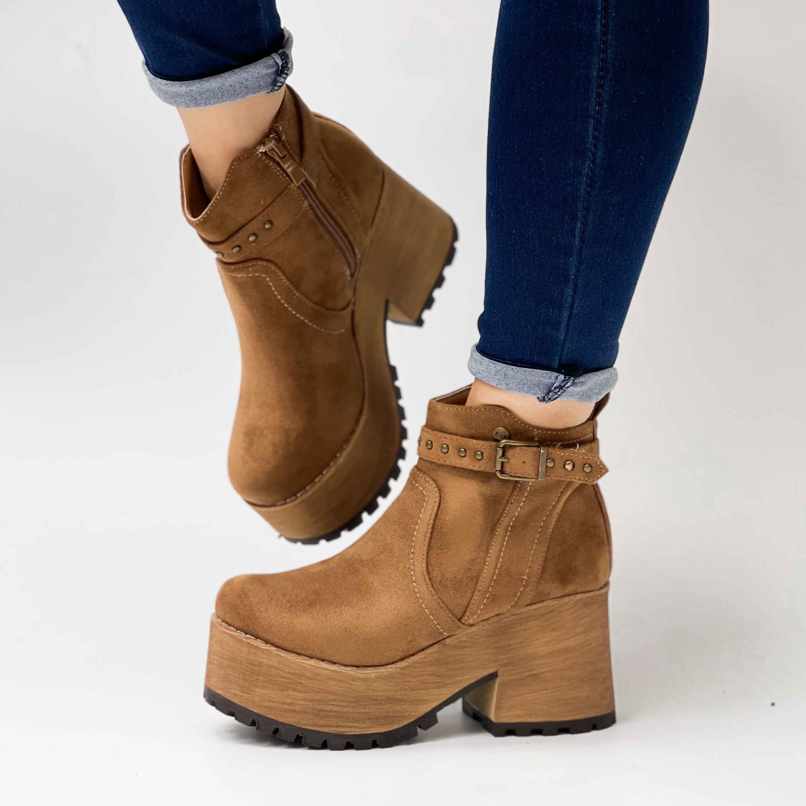 Botines cafe de mujer con plataforma r59 - Imagen 6