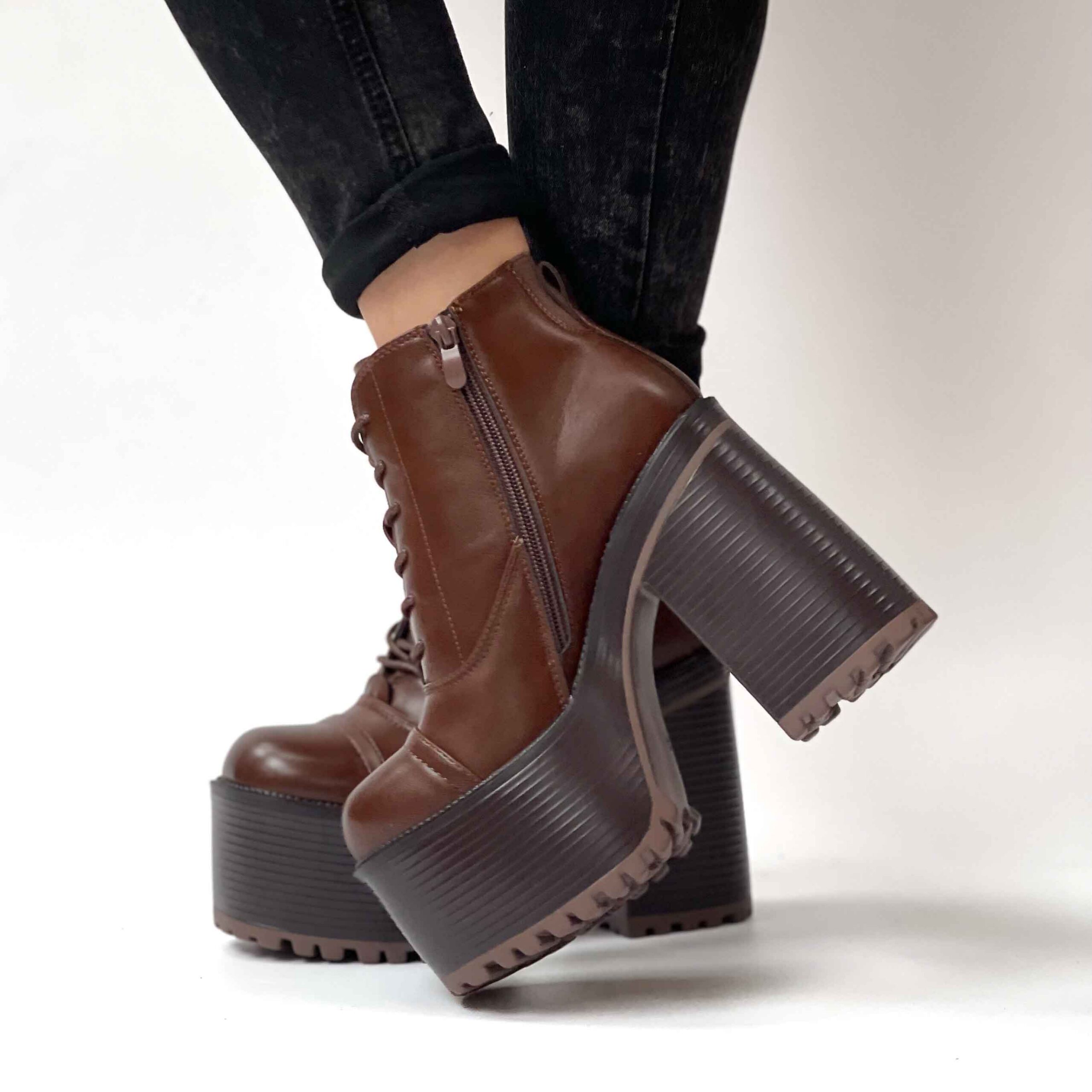 Botines cafe de mujer con plataforma 012 - Imagen 6