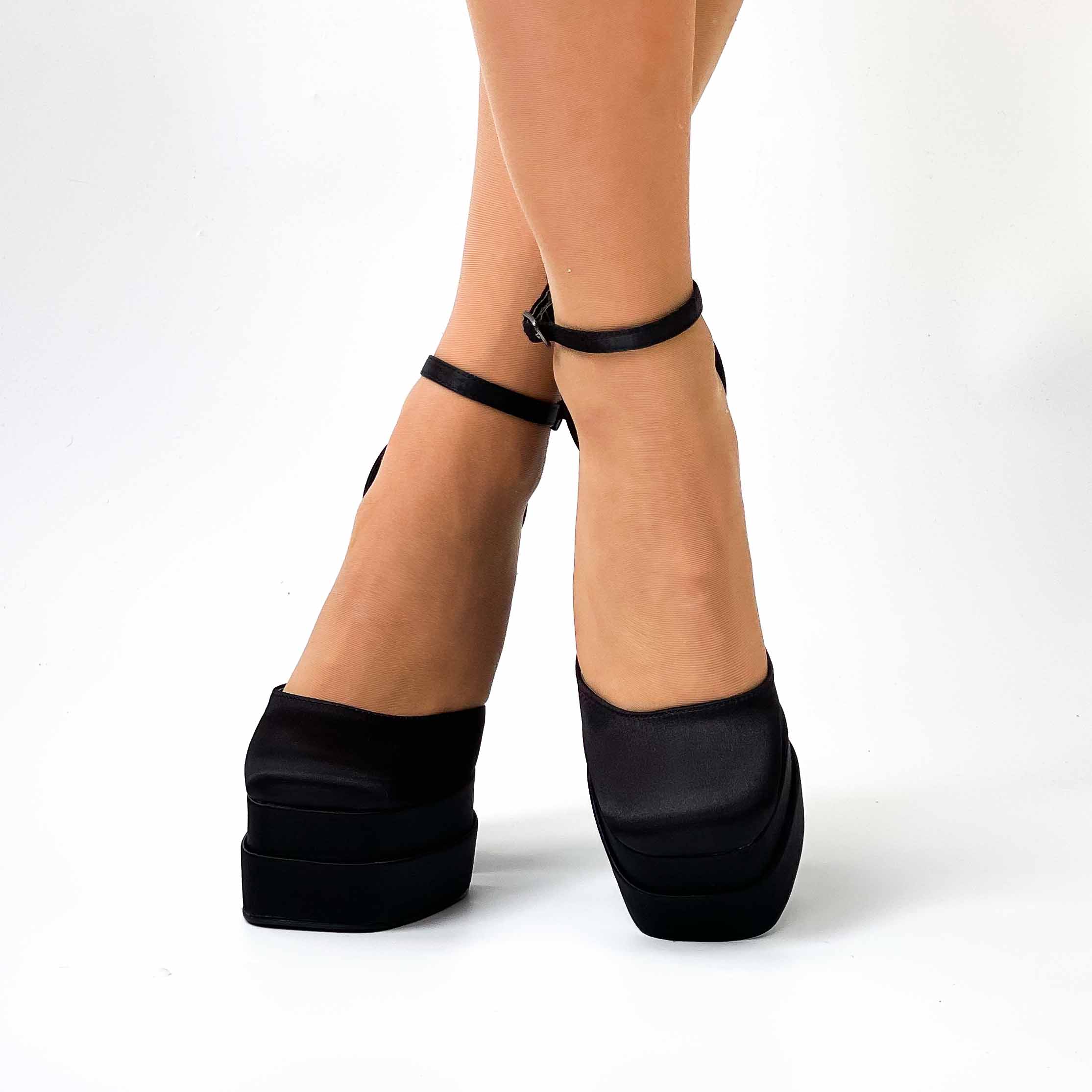 zapatos negros taco alto y plataforma de mujer 720 - Imagen 5
