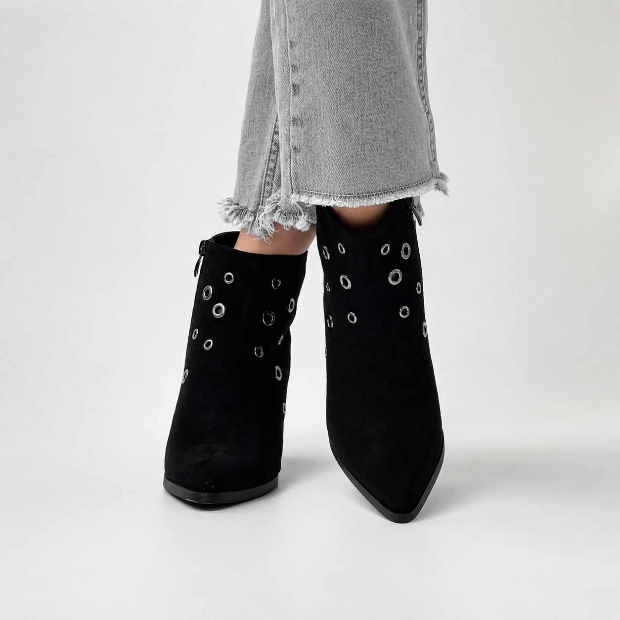 Botines negros de mujer taco grueso w12 - Imagen 5