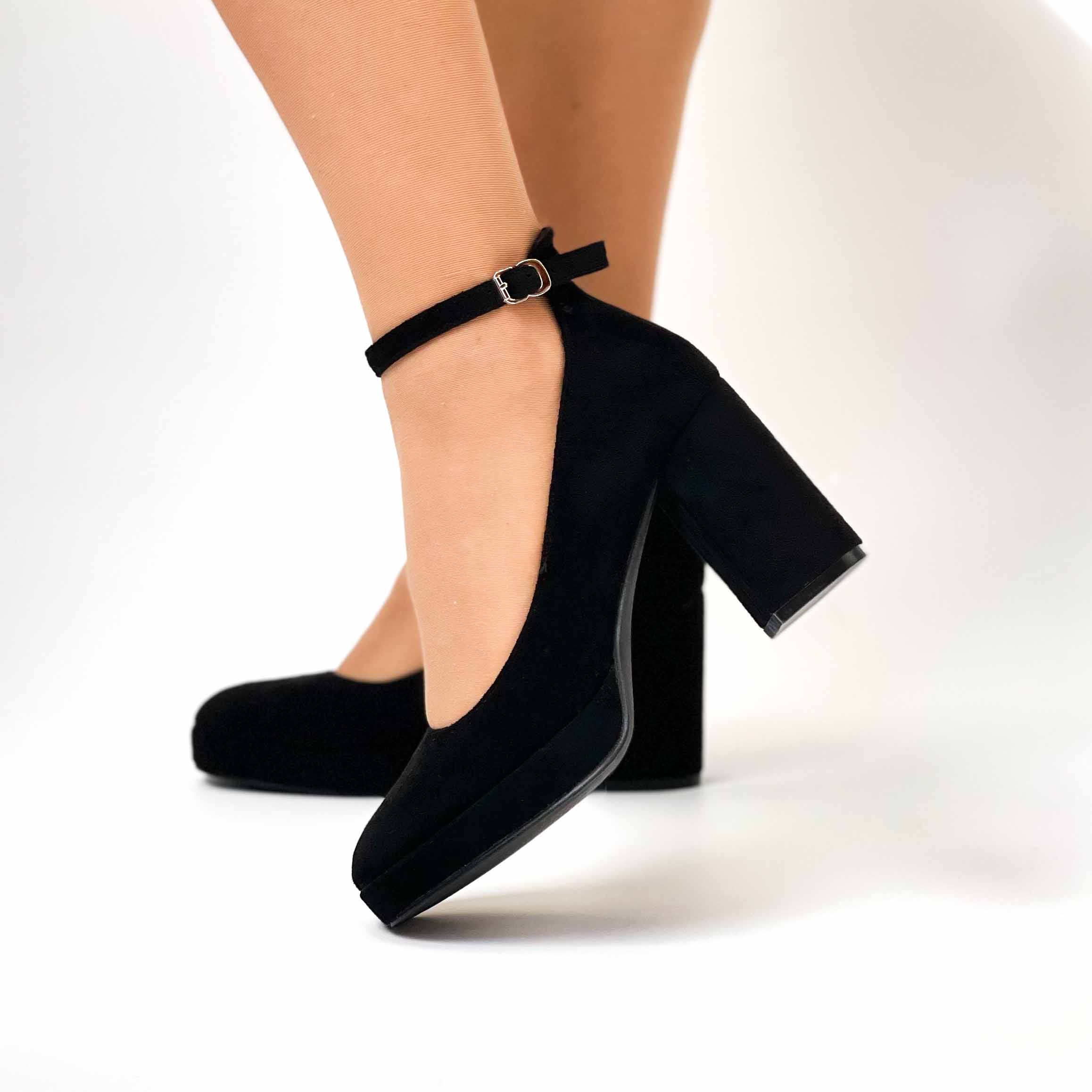 zapatos negros taco medio y grueso con plataforma 510 - Imagen 5