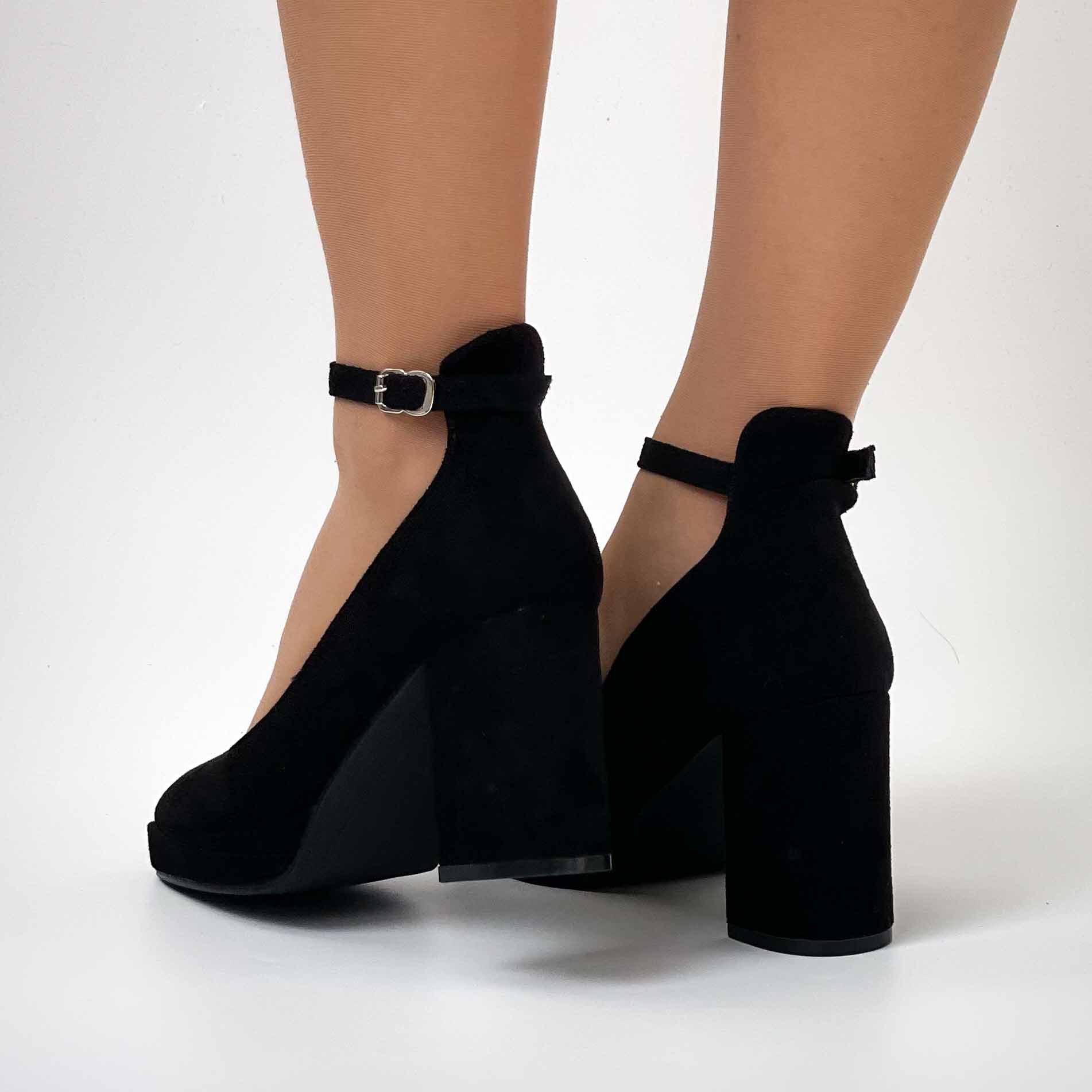 zapatos negros taco medio y grueso con plataforma 510 - Imagen 6
