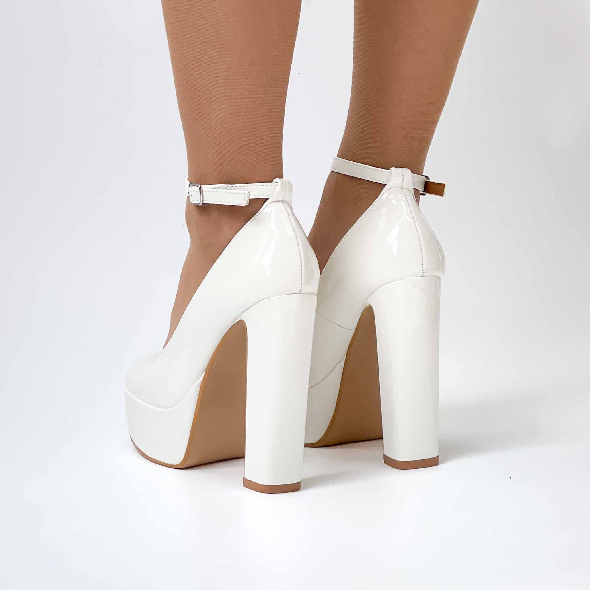 zapatos blancos taco alto y plataforma de mujer 099 - Imagen 5