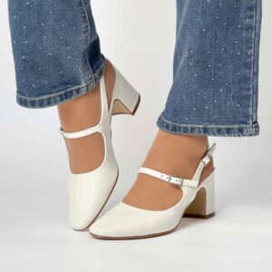 Zapatos con taco medio mary jane blanco 059