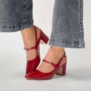 Zapatos con taco medio mary jane rojos 059